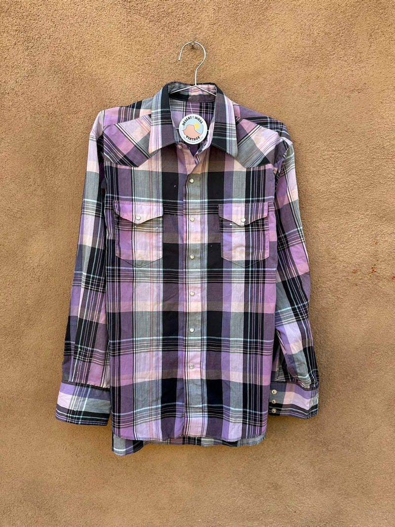 Black, Gray, Pink, Purple Cowboy Shirt with Paint Splatter