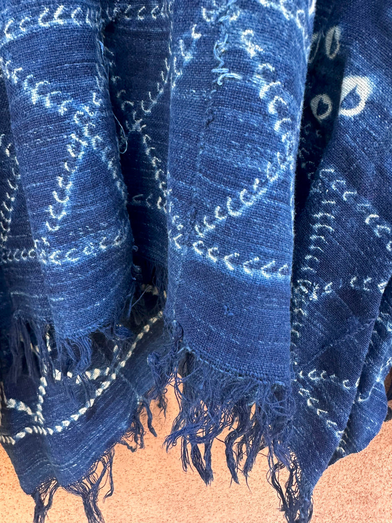 Indigo Shibori Top with Fringe