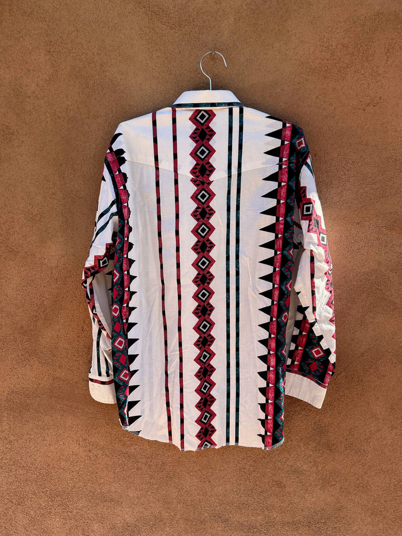 Cream with Southwest Geometric Stripe Patterns Wrangler Shirt - Brushpopper
