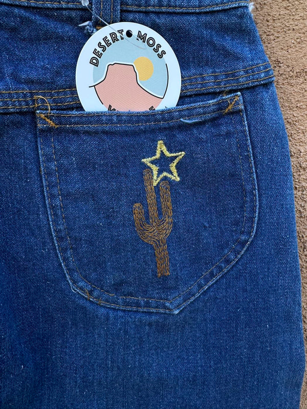 1980's Denim Skirt with Western Theme by Shades, 24" waist