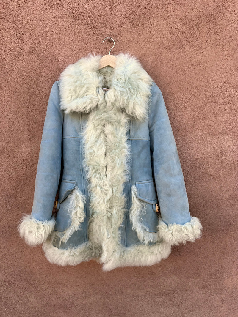 Baby Blue Mod Style Shearling Coat