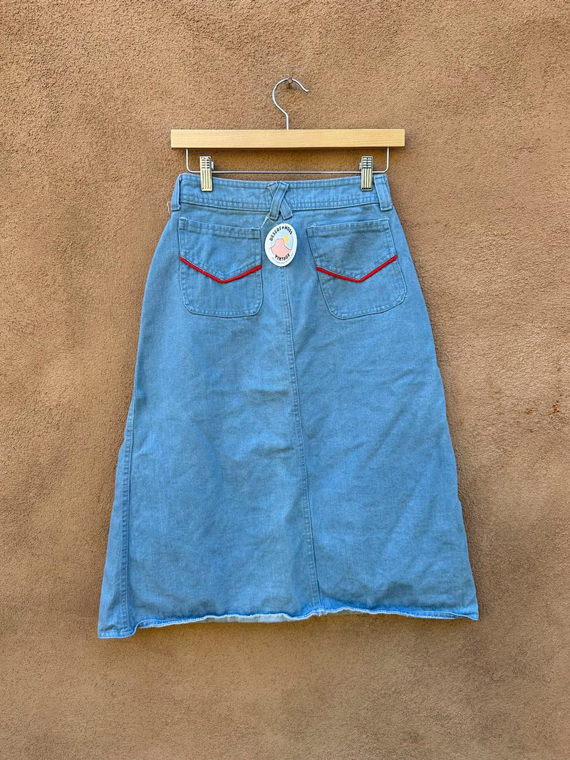 1970's Era Skirt with Red Piping on Pockets, 24" waist