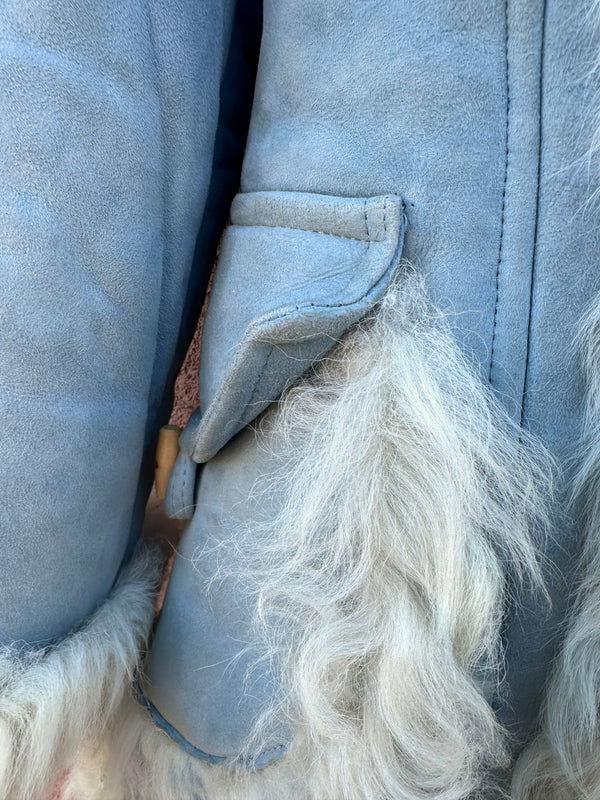 Baby Blue Mod Style Shearling Coat