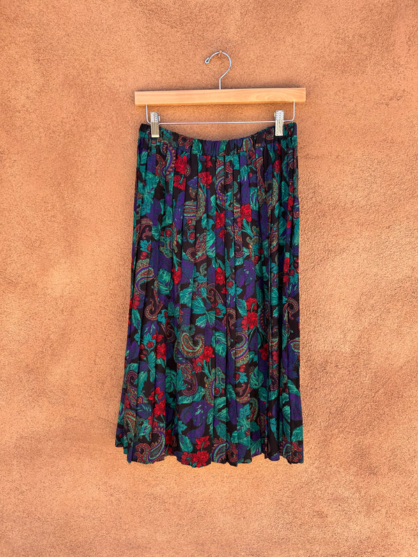 Pleated Paisley Skirt - Rayon - 10