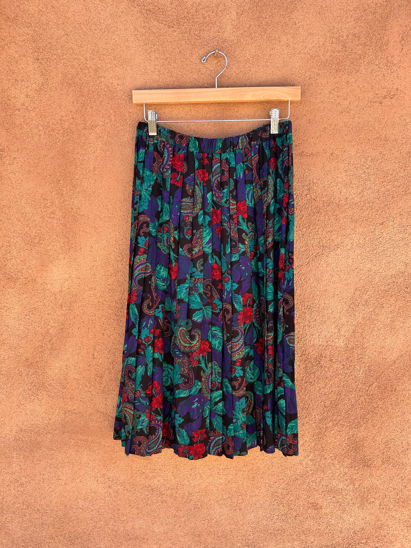 Pleated Paisley Skirt - Rayon - 10