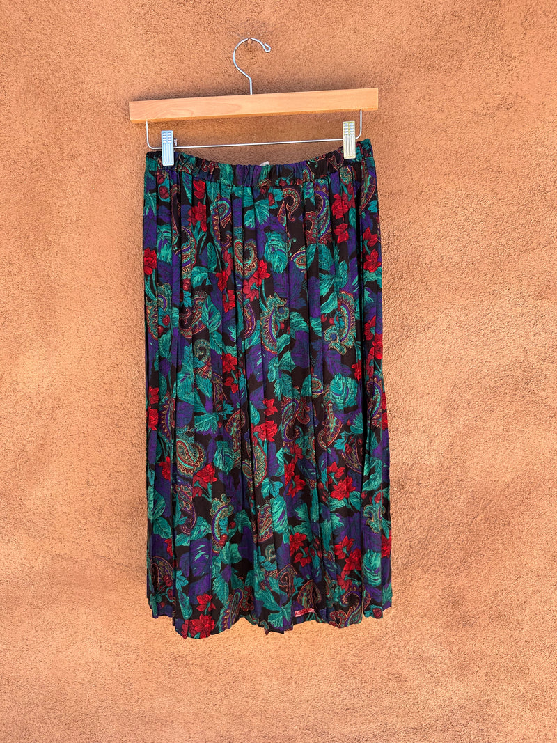 Pleated Paisley Skirt - Rayon - 10