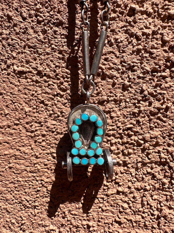 Sterling Silver Stagecoach Necklace with Turquoise