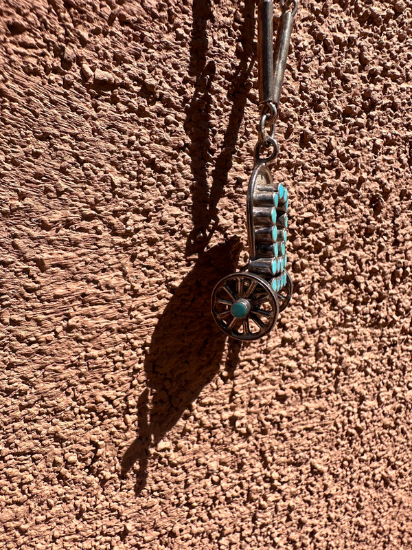 Sterling Silver Stagecoach Necklace with Turquoise