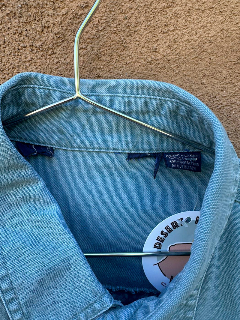 Sage Color Cotton Canvas Lands' End Button Up Shirt