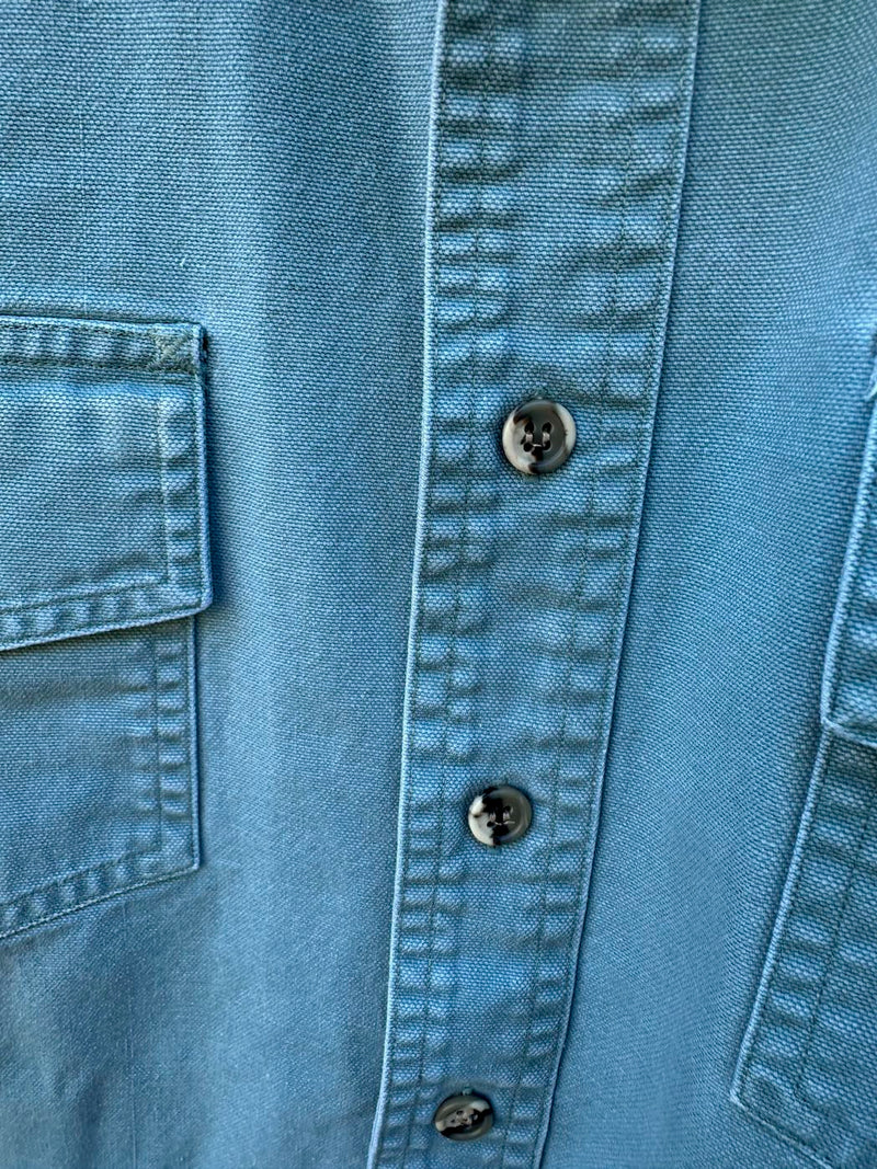 Sage Color Cotton Canvas Lands' End Button Up Shirt
