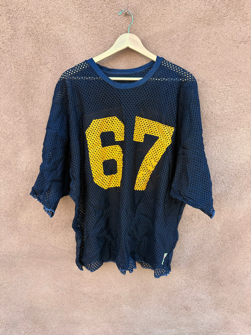 1970's Navy & Yellow Mesh Football Jersey