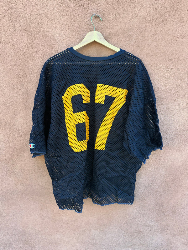 1970's Navy & Yellow Mesh Football Jersey