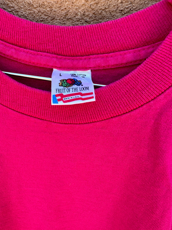 Magenta Cropped Large 80's T-shirt