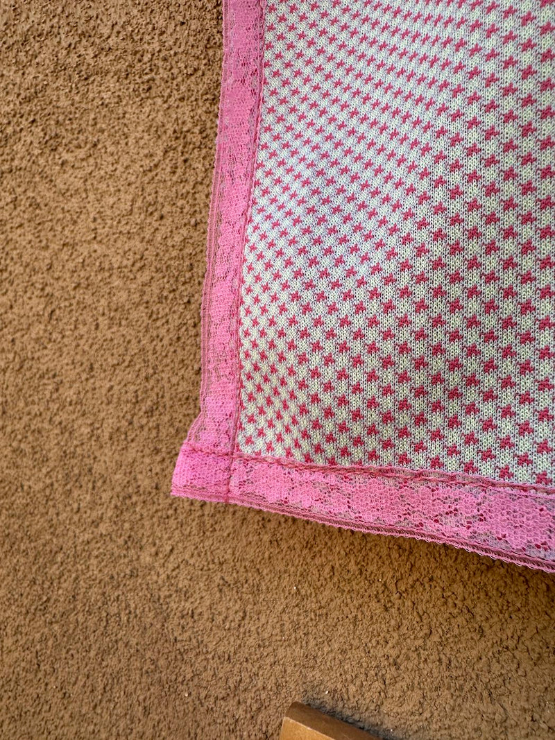 Pink Houndstooth Double Knit Poly Trousers with Dickey