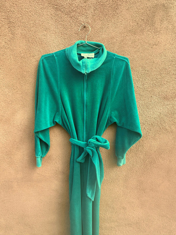 '80's Green Velour Jumpsuit with Belt