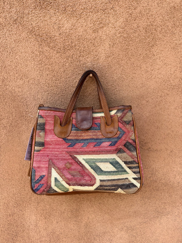 Cotton Kilim Purse with Leather Detail