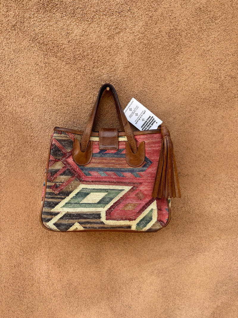 Cotton Kilim Purse with Leather Detail