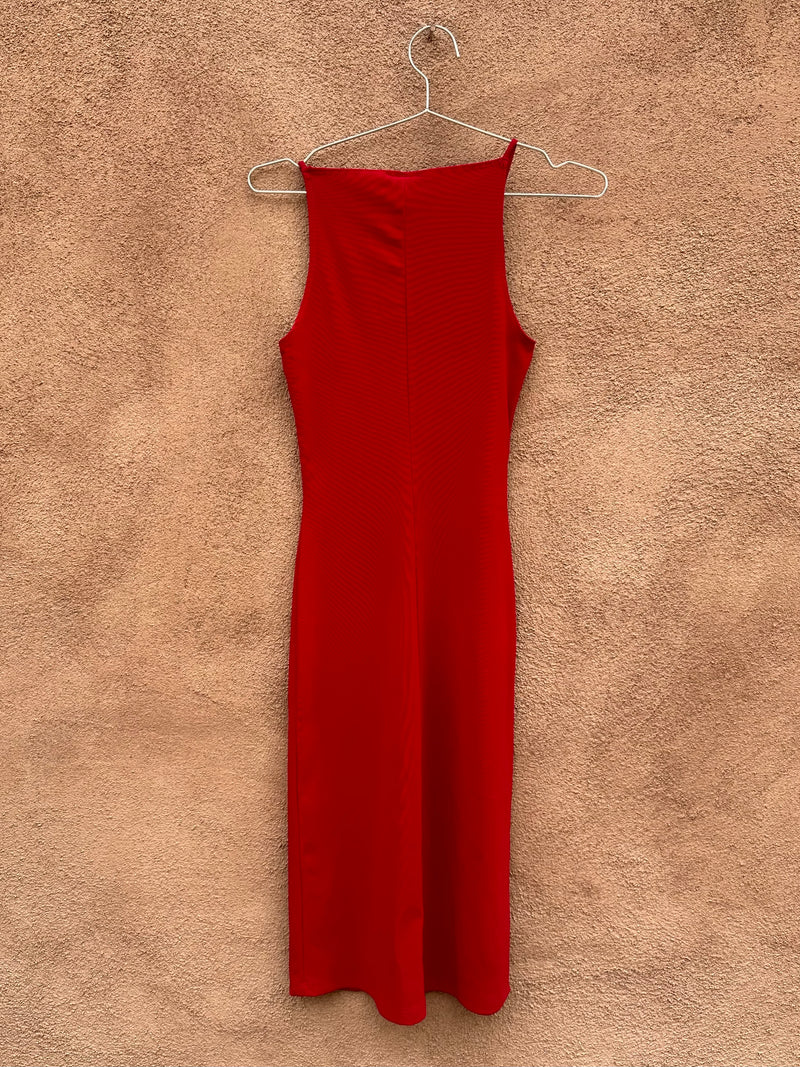 Fitted 90's Red Sleeveless Dress - Evolution Not Revolution