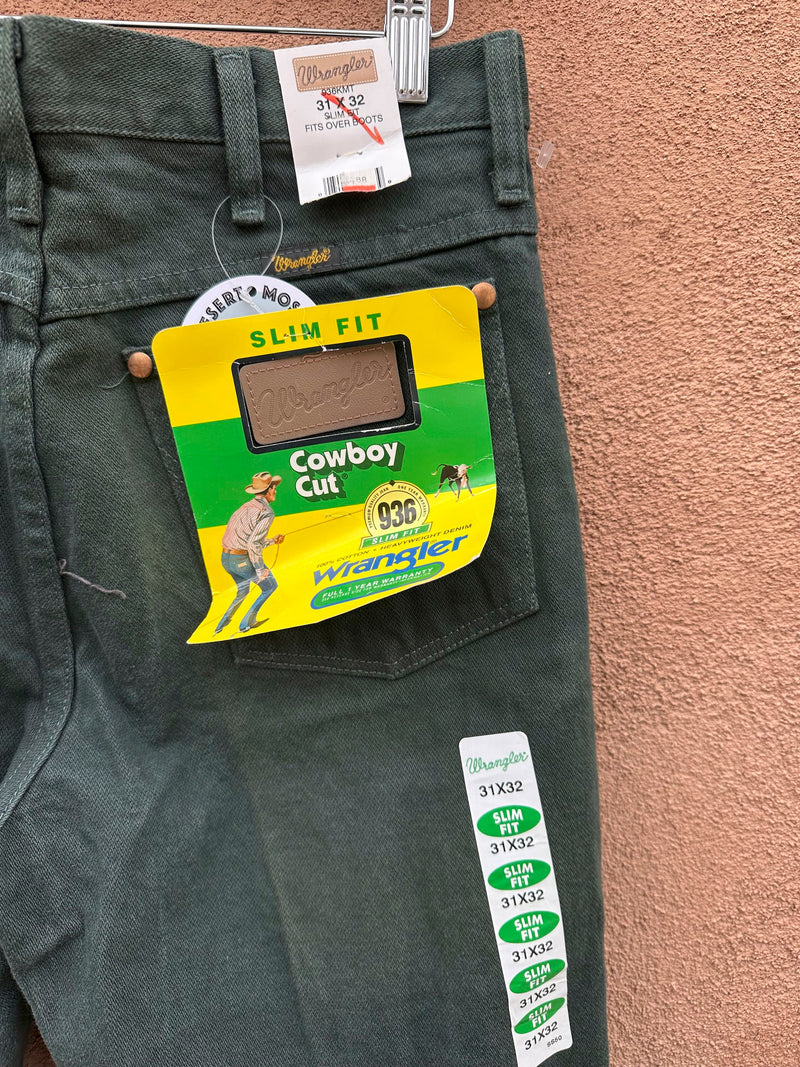 Forest Green Wrangler Cowboy Cut Slim Jeans 31 x 32