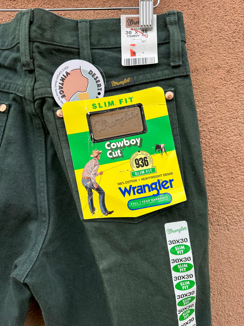 Forest Green Wrangler Cowboy Cut Slim Jeans 30 x 30