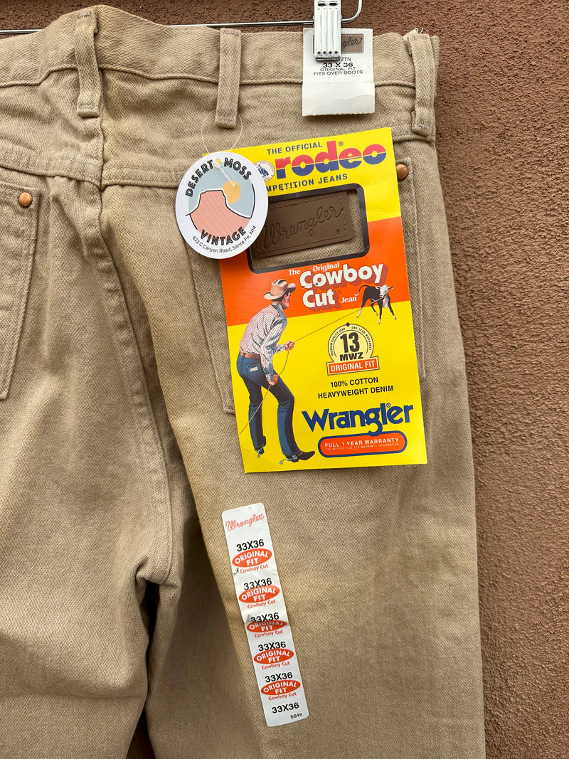 Tan Wrangler Cowboy Cut Original Fit Jeans 33 x 36