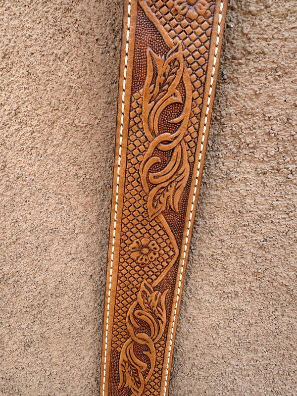 M & F Western Products Embossed Leather Belt, 34