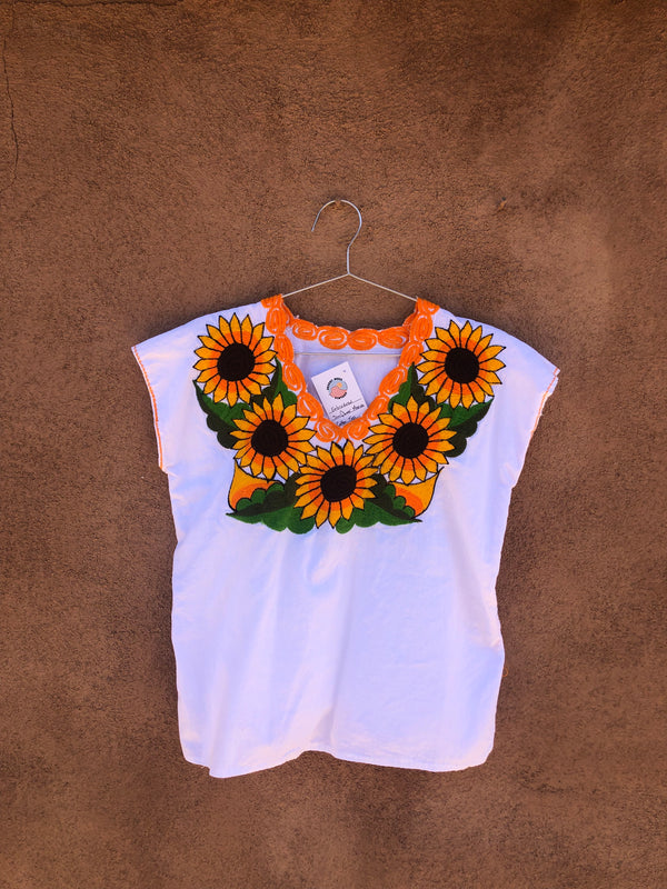 Embroidered Sunflower Mexican Cotton Top