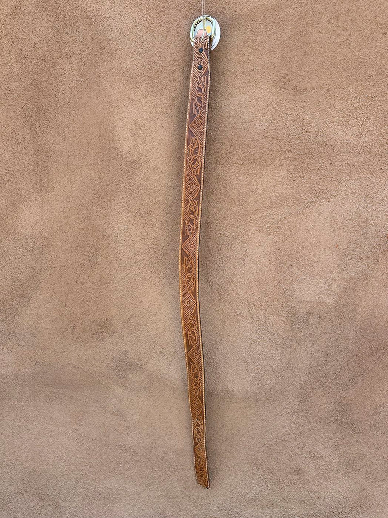 M & F Western Products Embossed Leather Belt, 34