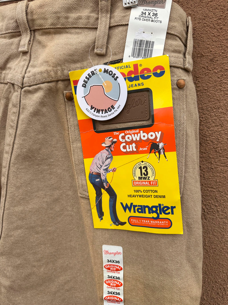 Tan Wrangler Cowboy Cut Original Fit Jeans 34 x 36