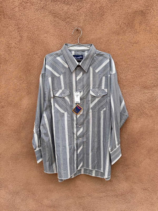 Gray Striped Wrangler Cowboy Cut Western Shirt