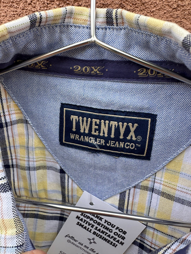 20X Wrangler Yellow/Black Plaid Shirt s/m