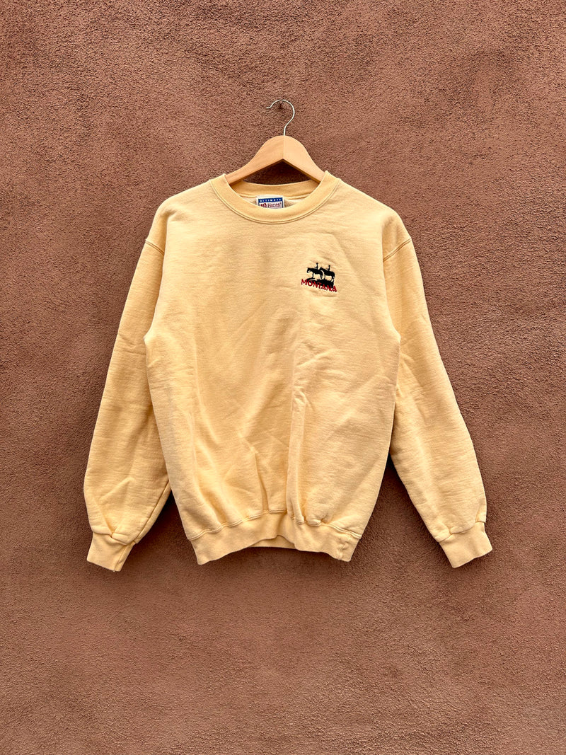 Yellow Montana Sweatshirt with Cowboy Embroidery