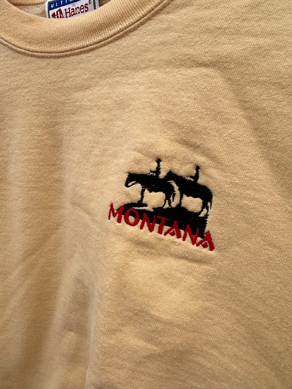 Yellow Montana Sweatshirt with Cowboy Embroidery