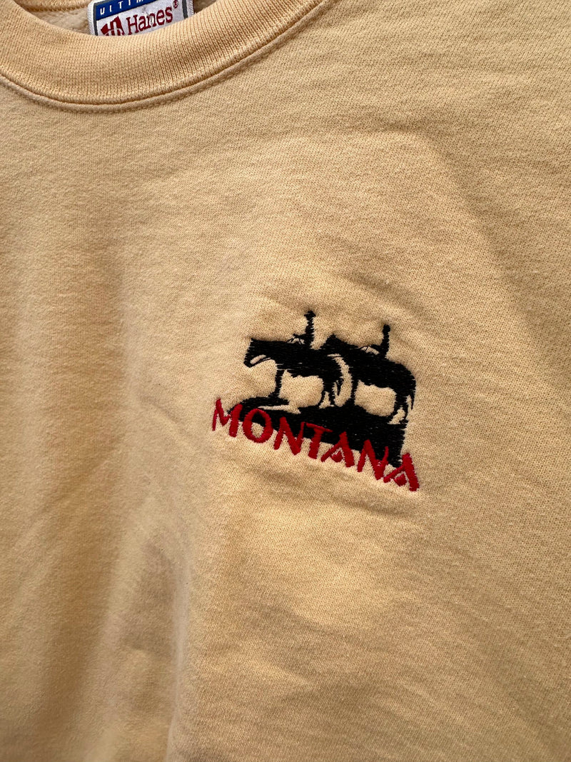 Yellow Montana Sweatshirt with Cowboy Embroidery