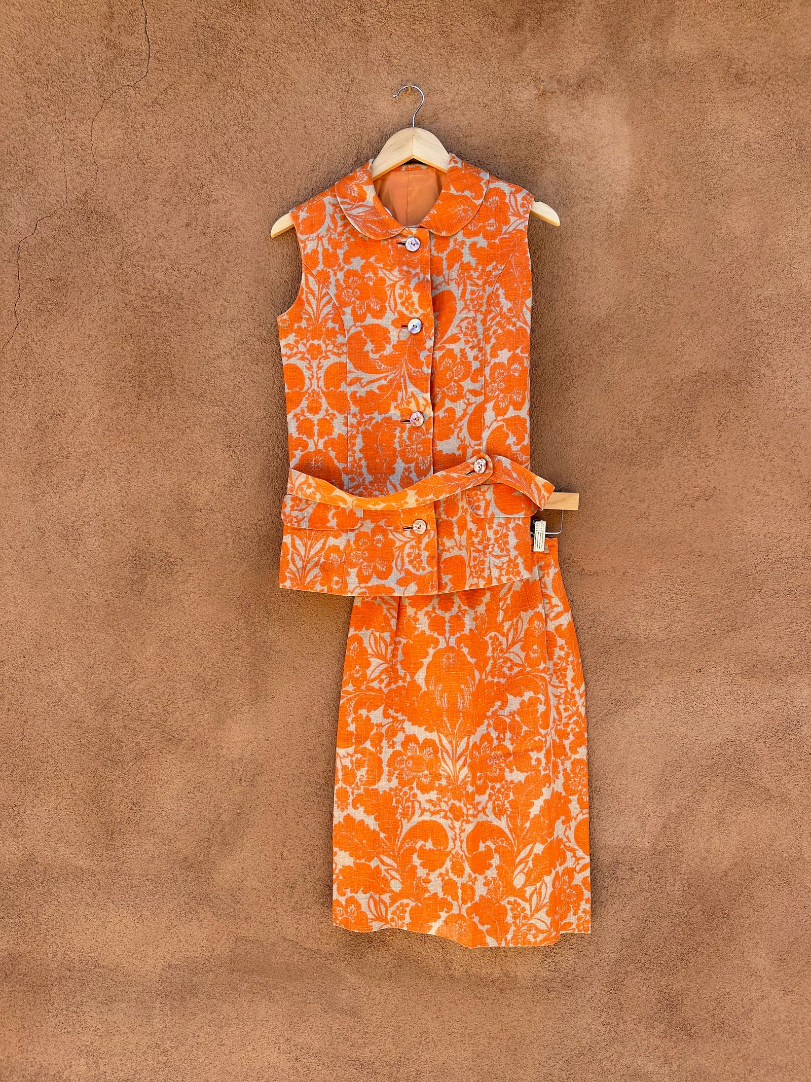 Vintage 1960's Orange & Tan Two Piece Belted Suit Dress – DESERT MOSS  VINTAGE