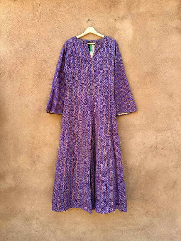 Purple 1960's Canvas Diamond Stripe Jumpsuit