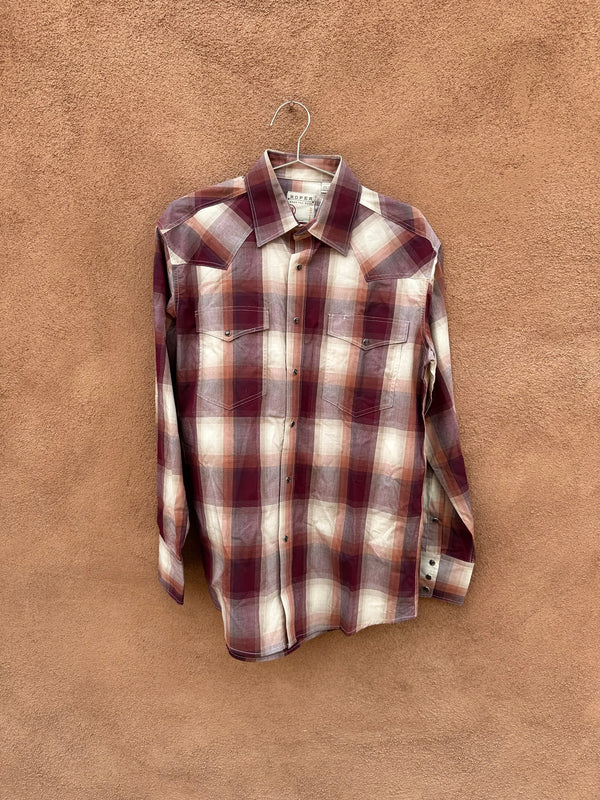 Maroon & Tan Plaid Roper Western Shirt