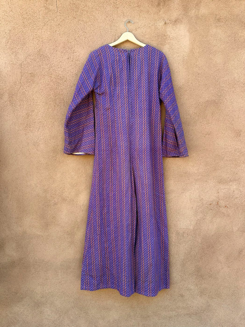 Purple 1960's Canvas Diamond Stripe Jumpsuit
