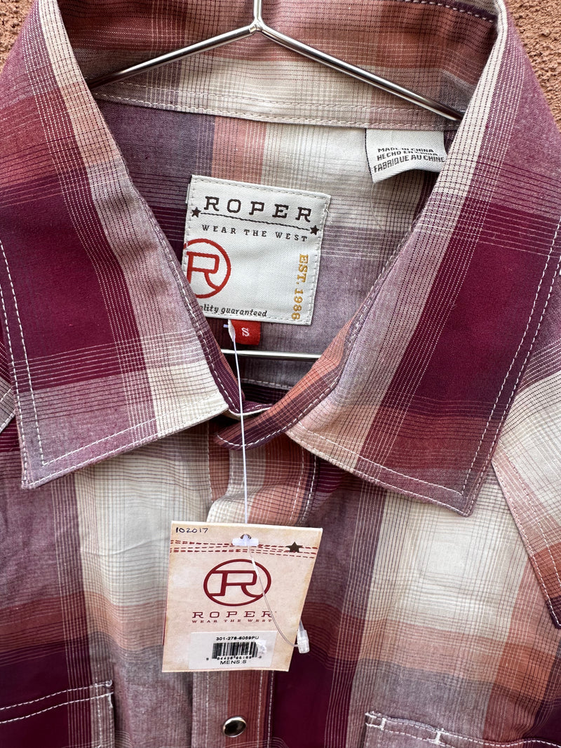 Maroon & Tan Plaid Roper Western Shirt