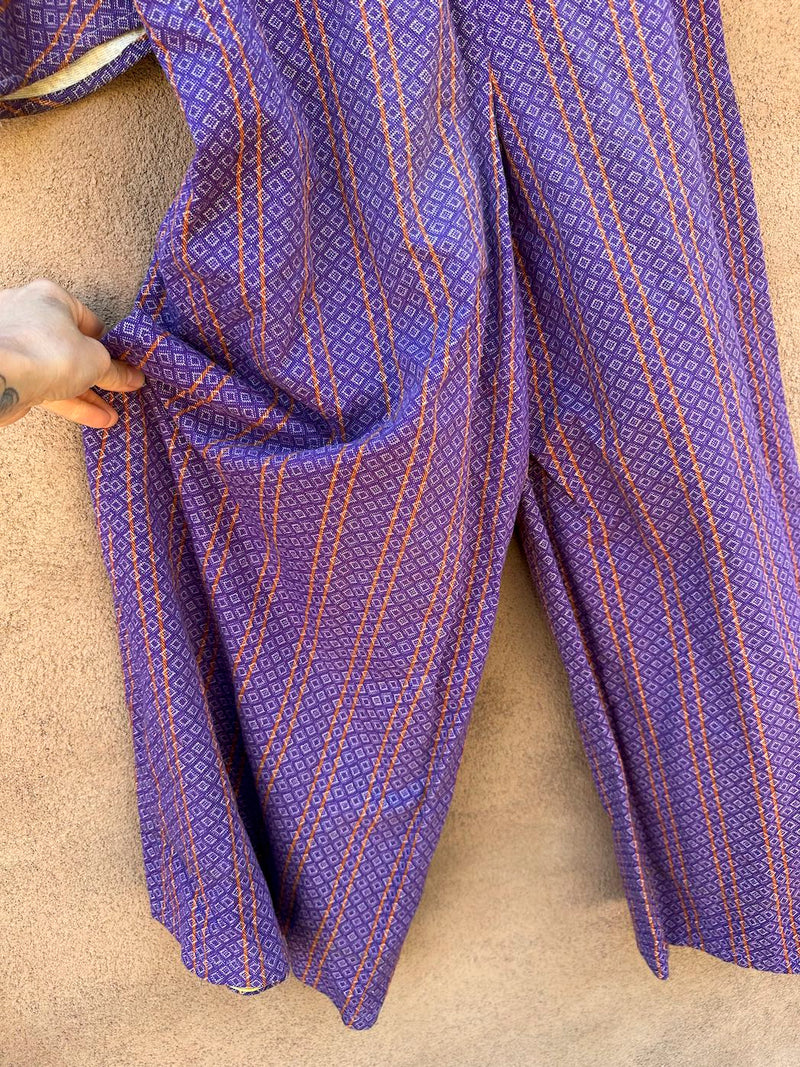 Purple 1960's Canvas Diamond Stripe Jumpsuit