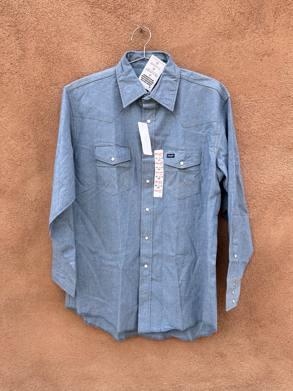 Blue Denim Wrangler Pearl Snap Western Shirt - 16 1/2 x 33