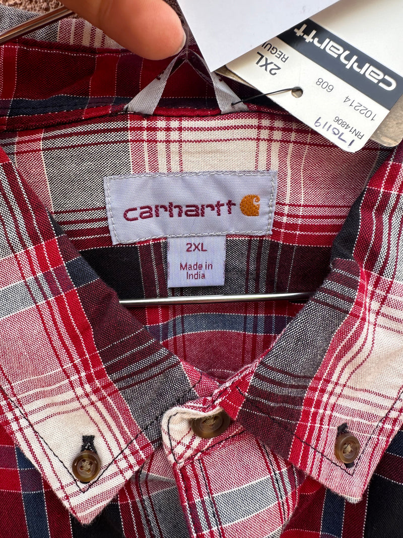 2XL Red/Blue Plaid Carhartt Relaxed Fit Shirt