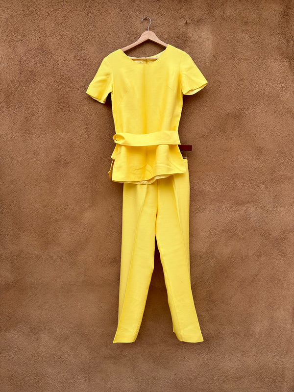 Belted Canary Yellow 1960's Mod Pantsuit