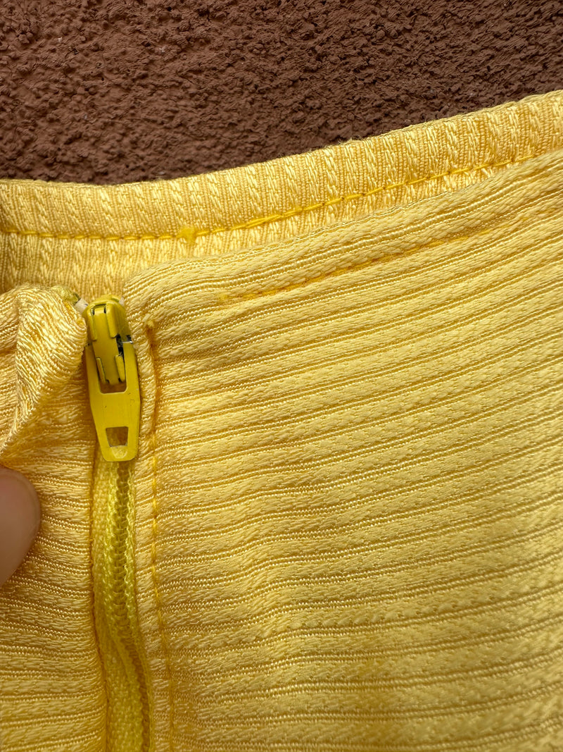 Belted Canary Yellow 1960's Mod Pantsuit