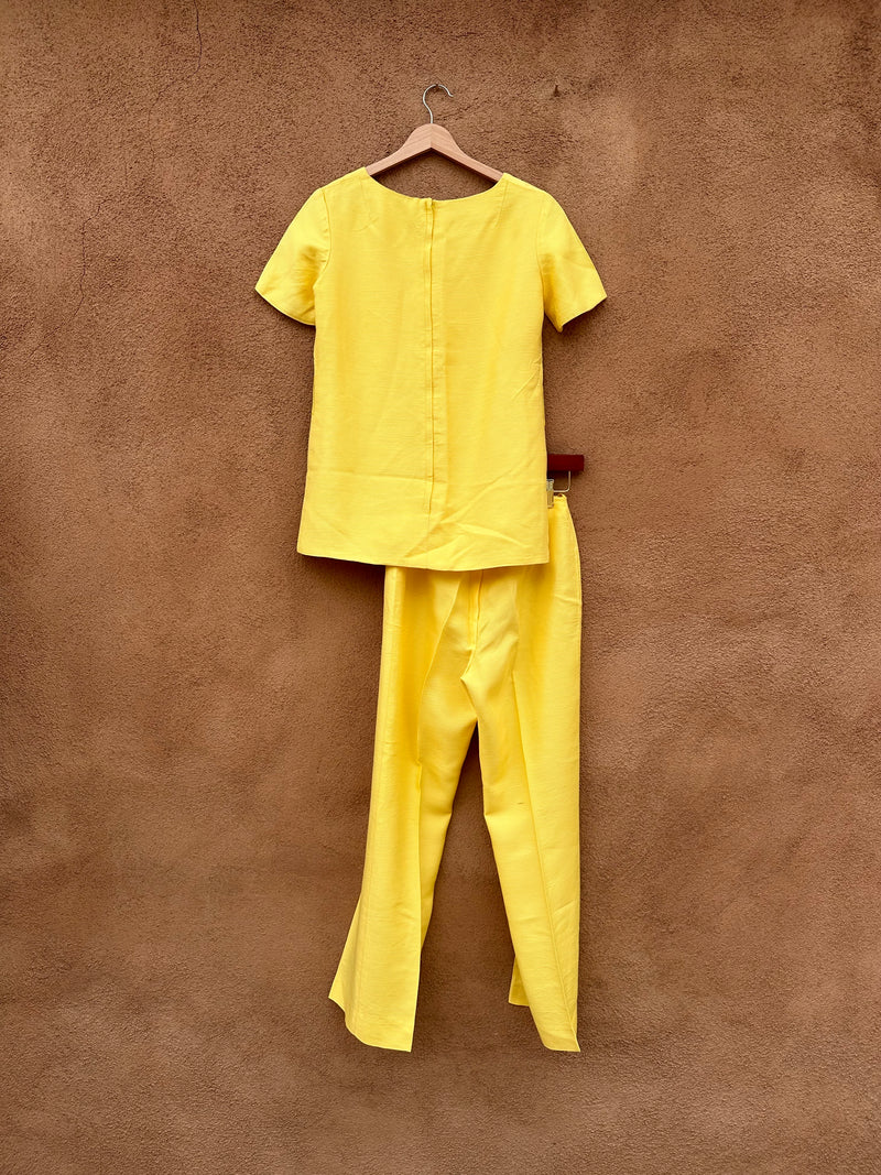 Belted Canary Yellow 1960's Mod Pantsuit