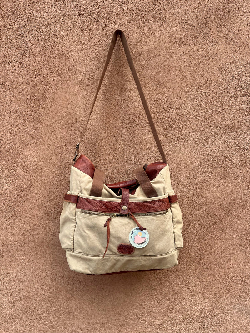Large Multi-pocket Leather & Canvas Travel Bag