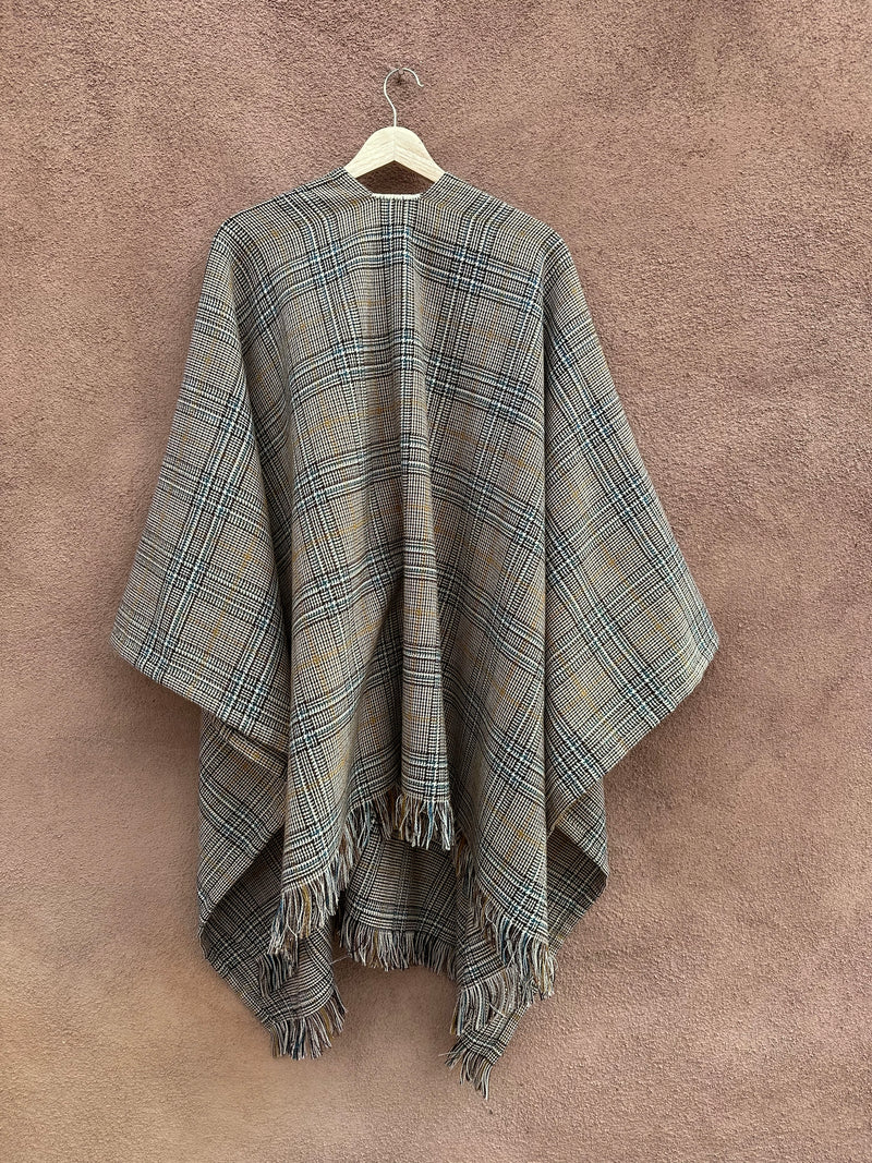 Plaid Poncho with Buttons