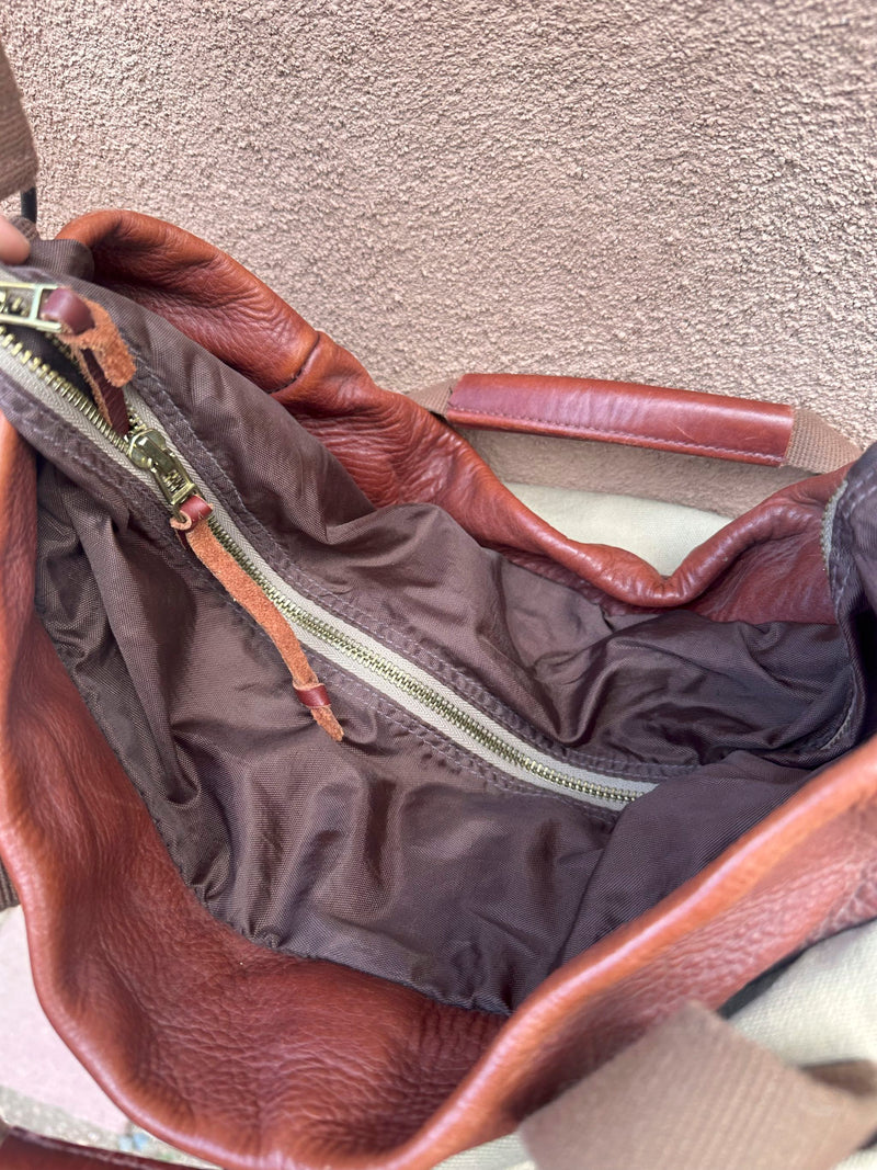Large Multi-pocket Leather & Canvas Travel Bag