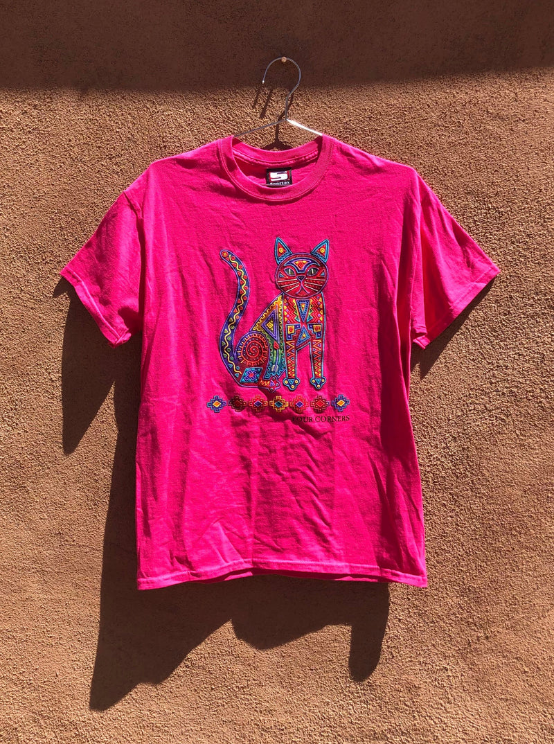 Southwest Cat Pink 4 Corners T-shirt