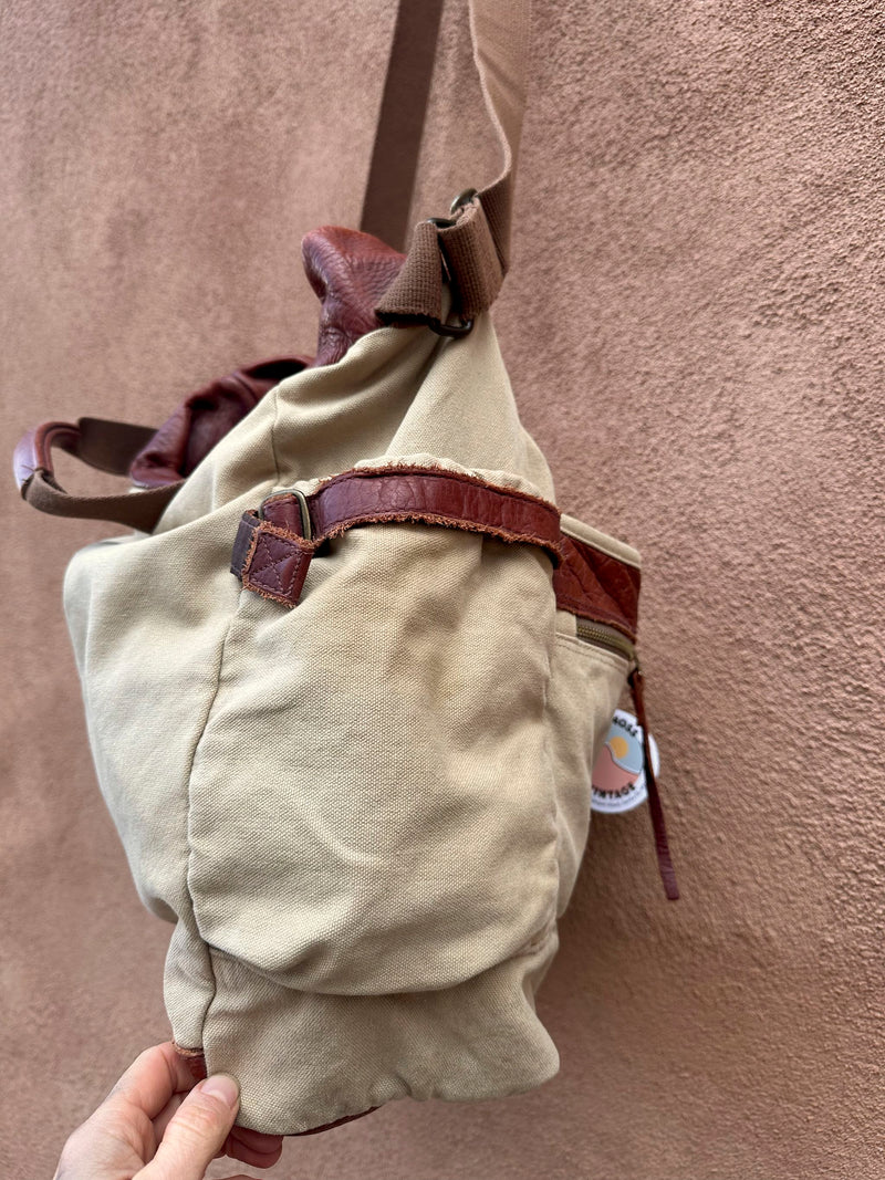 Large Multi-pocket Leather & Canvas Travel Bag